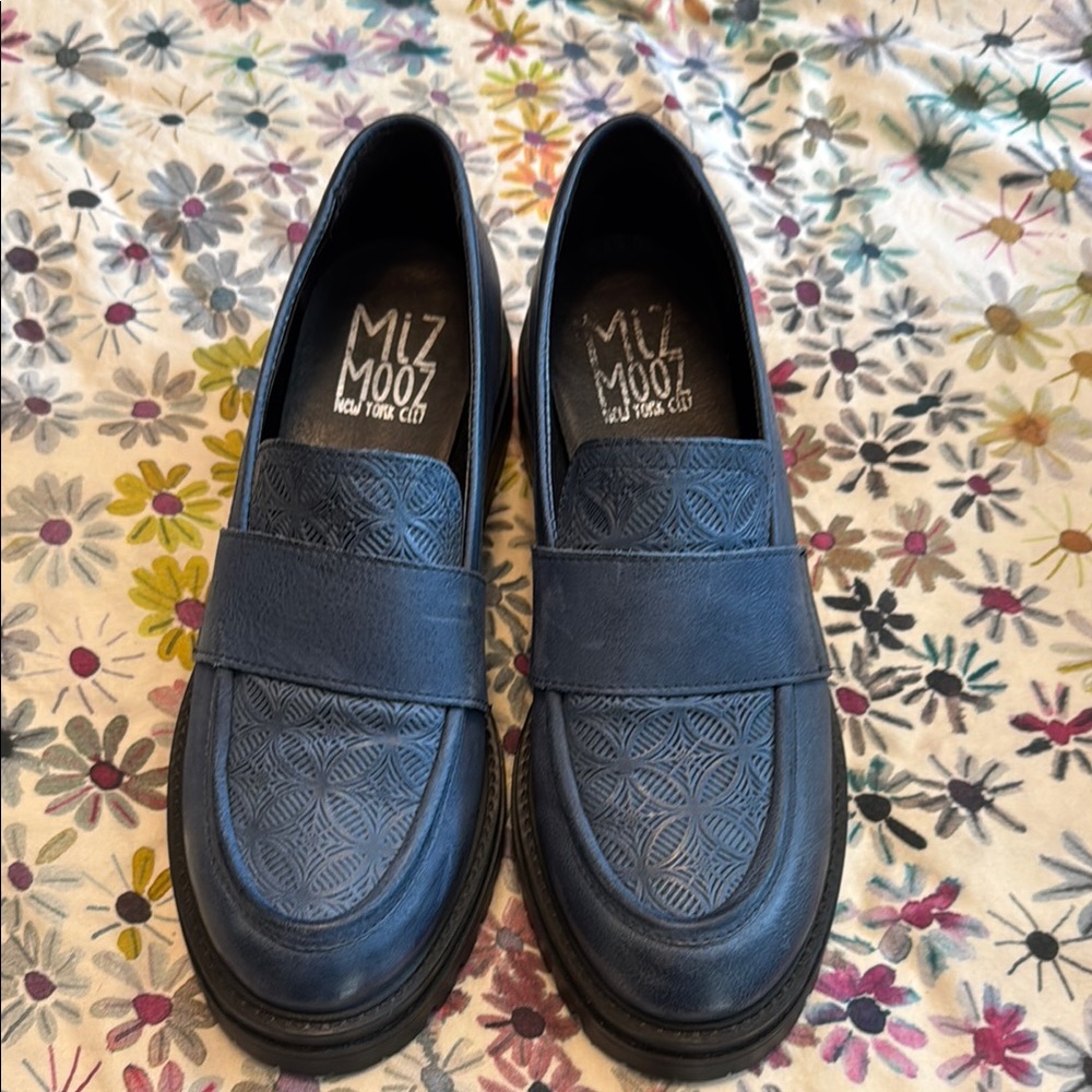 Miz Mooz Blue Slip-On Loafers with Chunky Sole